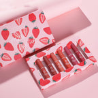 6pcs Strawberry Lip Gloss Set with Non-stick Cups