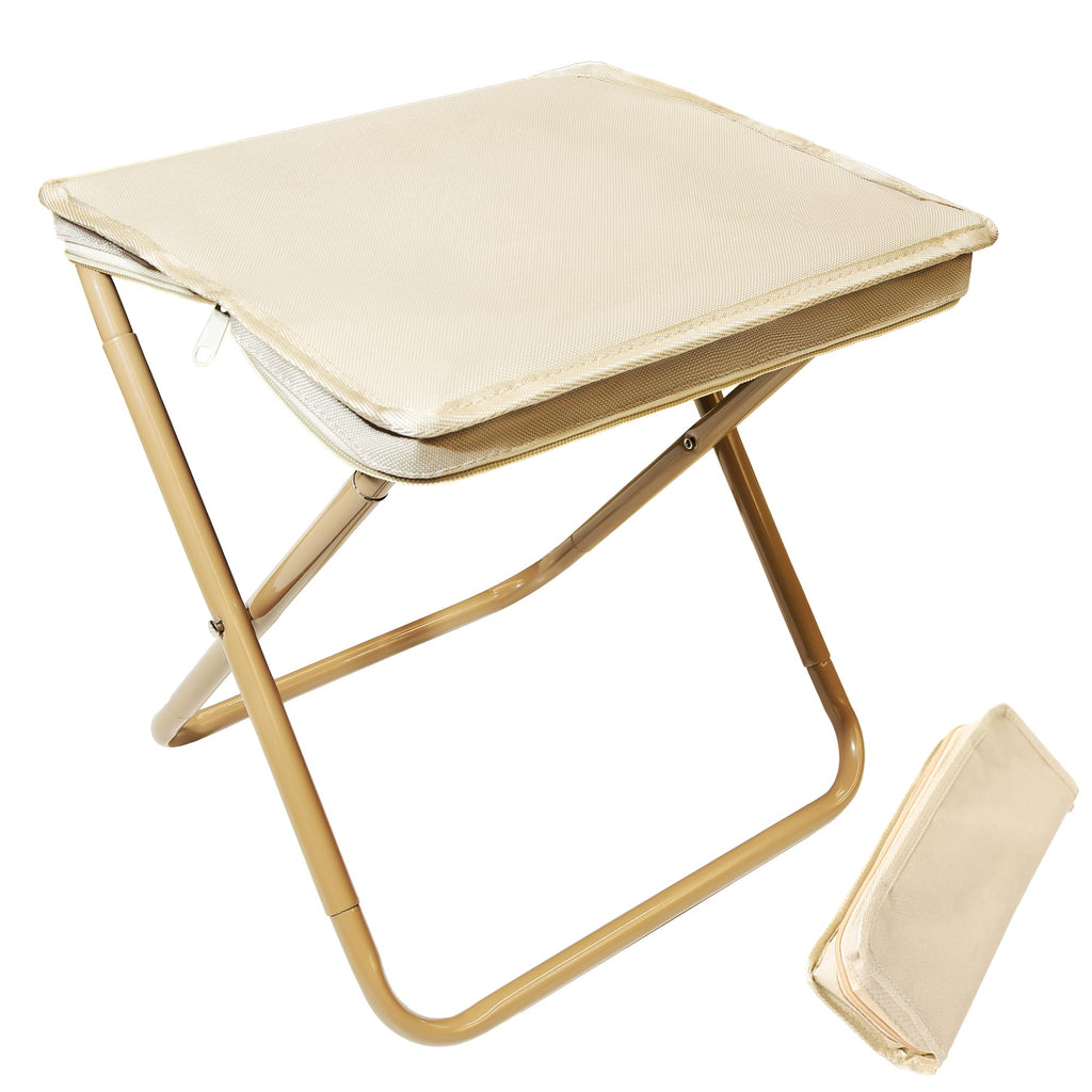 CHENEDY Camping Stool Portable Folding Stool with Carry Bag 12in Portable Folding Chair Collapsible Camp Stool Outdoor Footstool for Travel Walking Hiking Fishing Picnic Barbecue (Khaki)